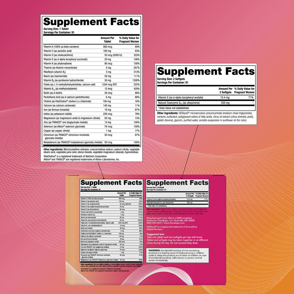 TheraNatal OvaVite promotes egg quality in women, containing highly bioavailable CoQ10.