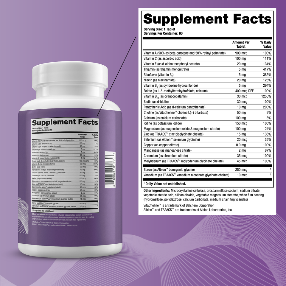 Supplement Facts: Companion daily vitamins provide a full range of vitamins and minerals.