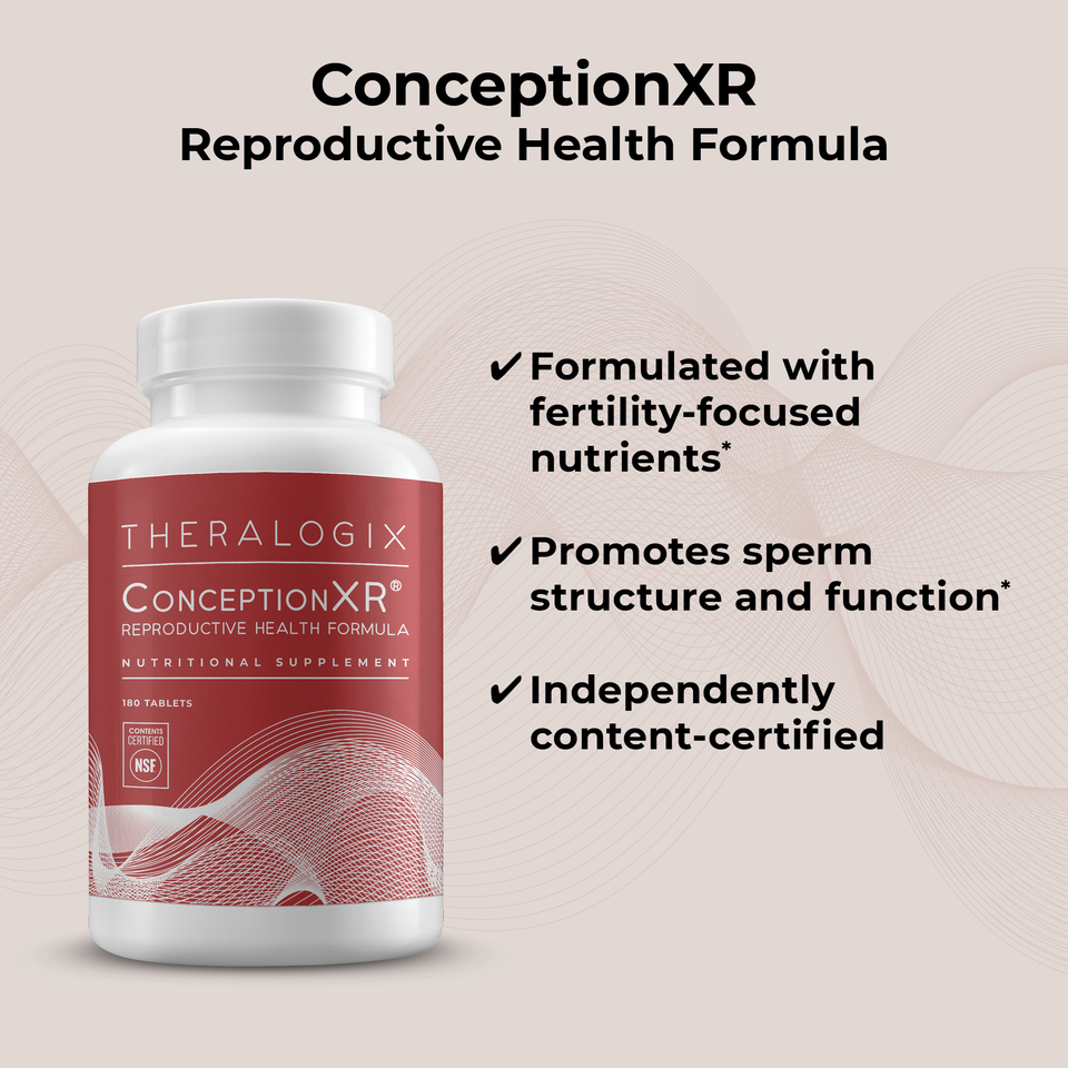 Physician recommended Conception XR reproductive health supplements are formulated to promote healthy sperm.