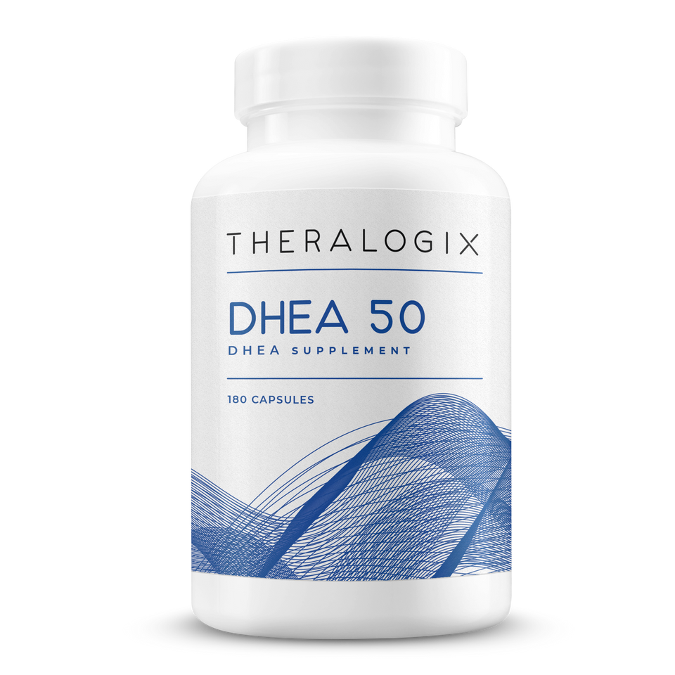 A pharmaceutical-grade DHEA supplement containing 50 mg of micronized DHEA per capsule created to support bone health.