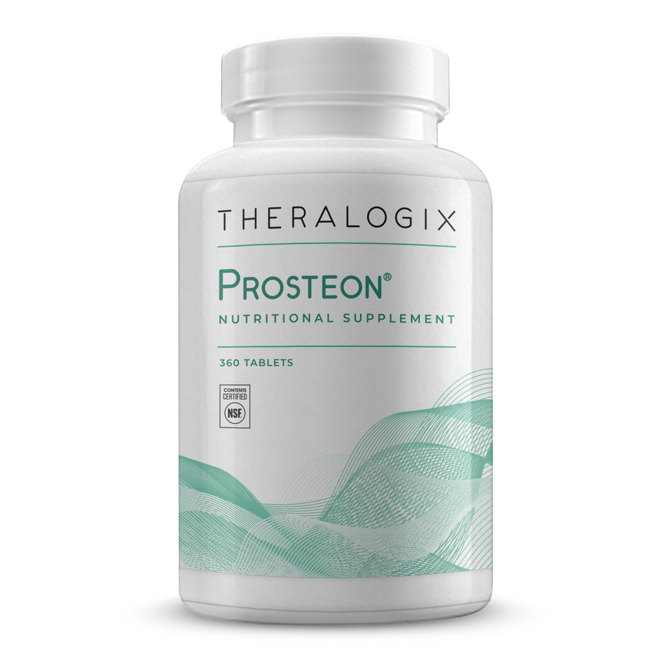 Prosteon bone health supplements are tested and certified by the NSF and contain calcium citrate, magnesium Vitamin D3, and other vitamins and minerals to support bone health during Androgen Deprivation Therapy (hormone therapy).* Vitamins and minerals for bone health support.