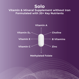 Solo Multivitamin and Mineral Supplement tablets contain no gluten and are Independently tested and certified by the NSF.