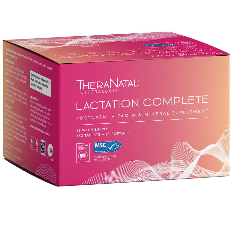 Physician pediatrician recommended TheraNatal Lactation Complete. Breastfeeding moms that take two tablets and one softgel get 6,400 IU of vitamin D3, eliminating the need for infant vitamin D drops.